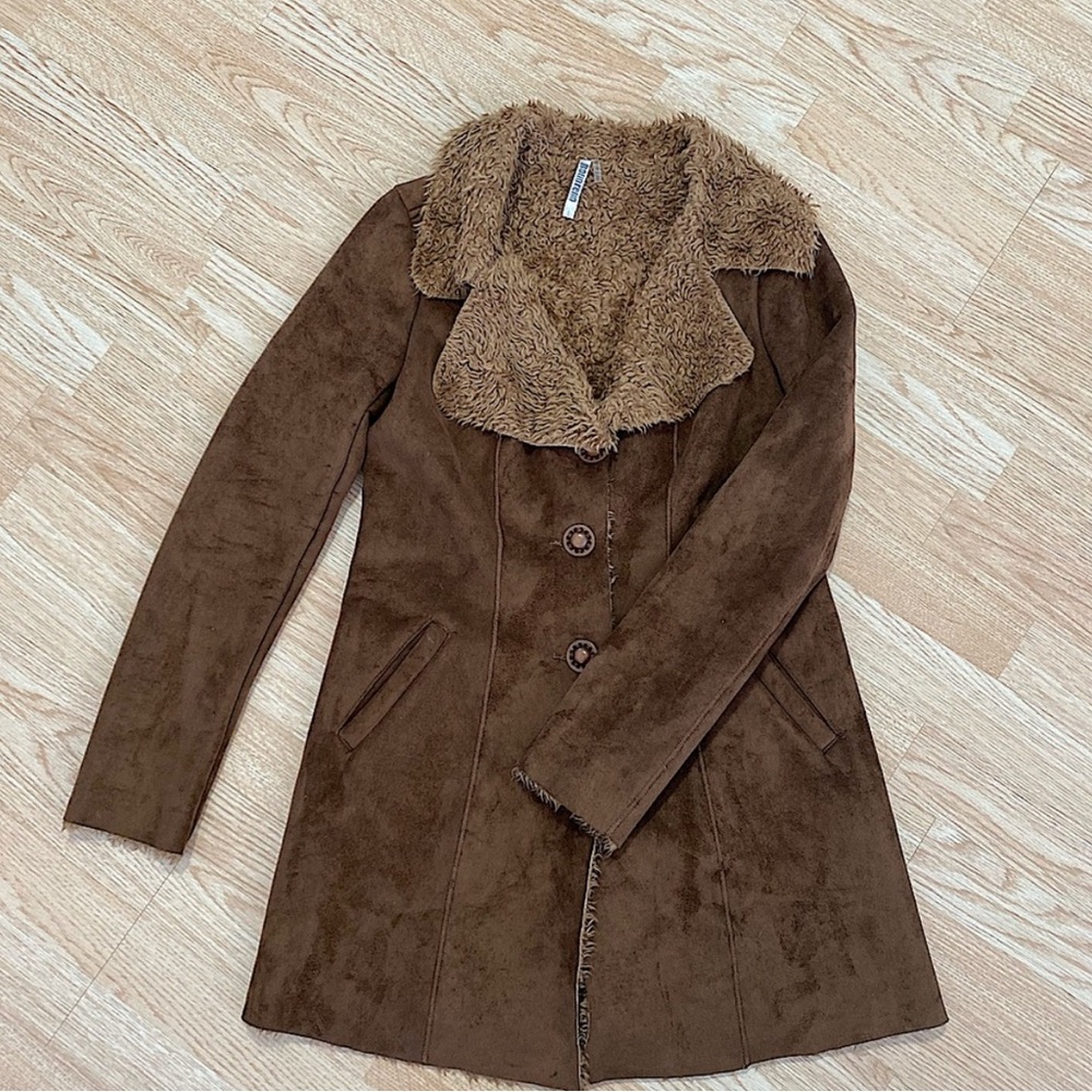 Monoreno Small Brown Faux Fur Lined Women's Coat